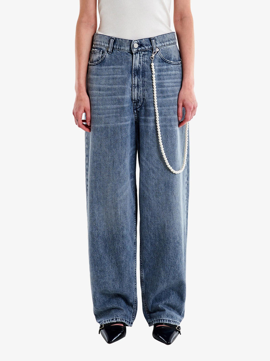 VICOLO jeans laila con catena donna grigio cotone