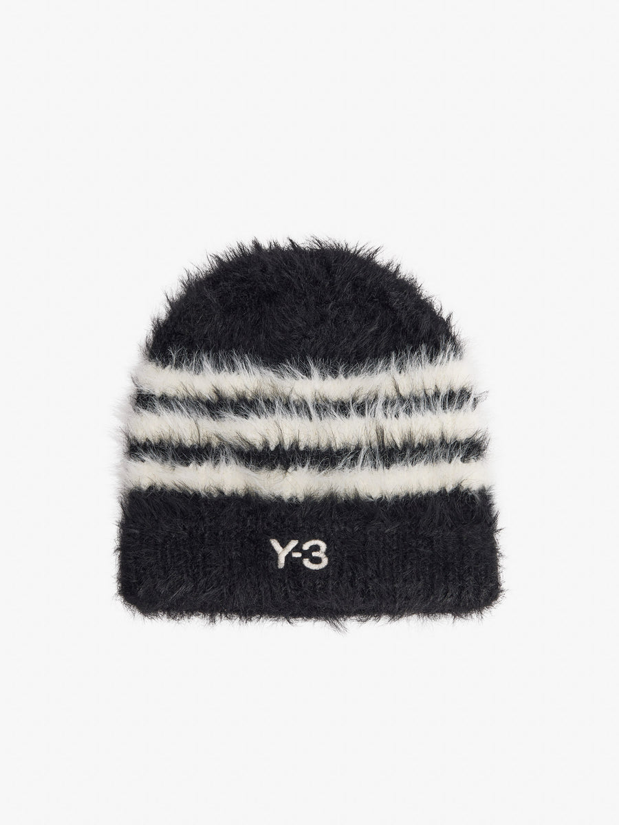 Y-3 black fuzzy knit beanie