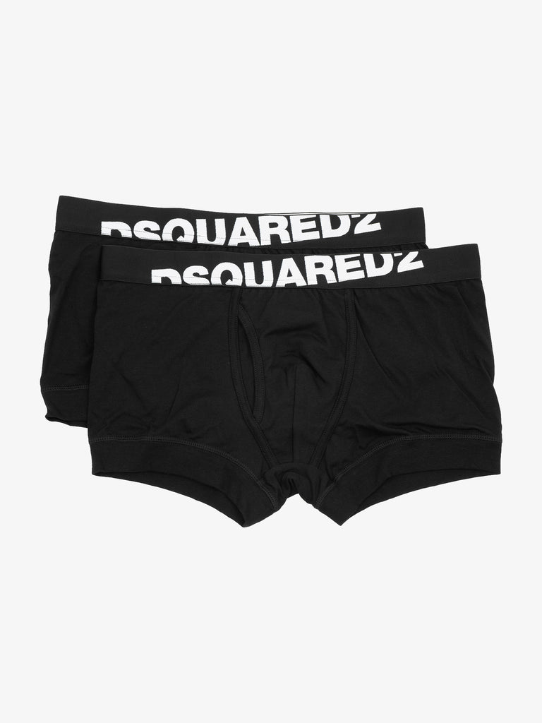 DSQUARED2 Slip boxer confezione doppia uomo in cotone stretch nero/bianco