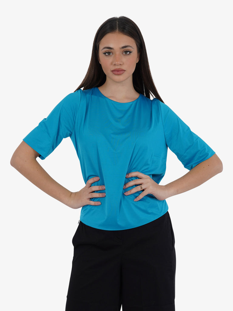 JIJIL T-shirt manica 3/4 TS218 donna in tessuto tecnico azzurro
