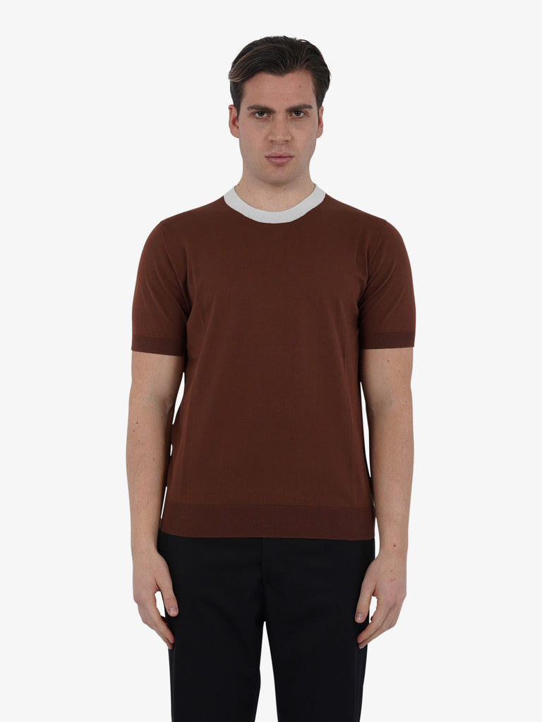 PAOLO PECORA T-shirt girocollo A017F100 uomo cotone marrone