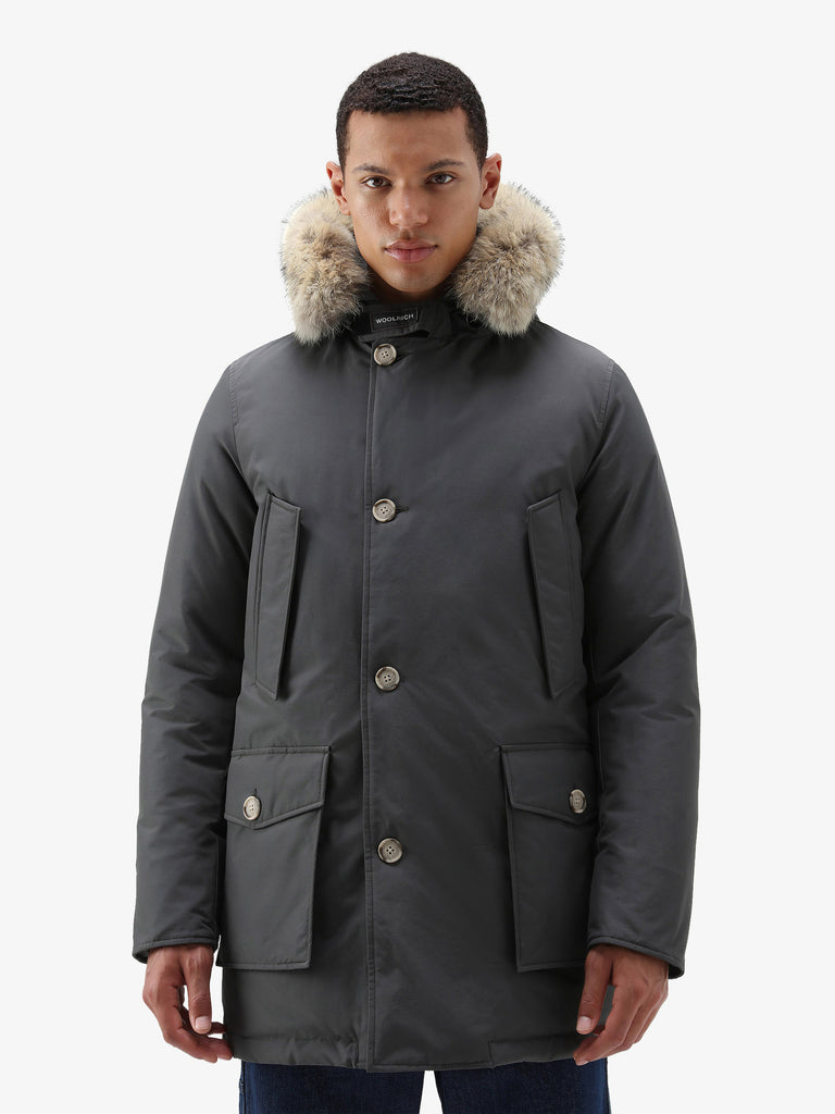 WOOLRICH Parka Arctic in ramar cloth con pelliccia removibile uomo nero