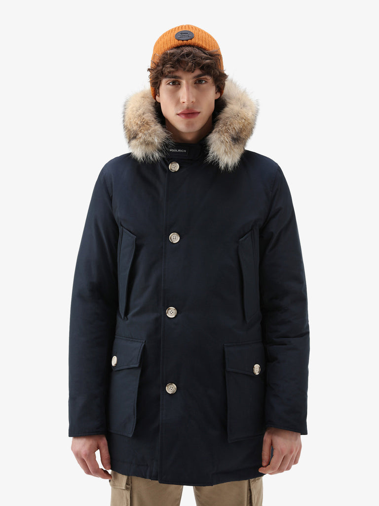 WOOLRICH Parka Arctic in ramar cloth con pelliccia removibile uomo blu scuro