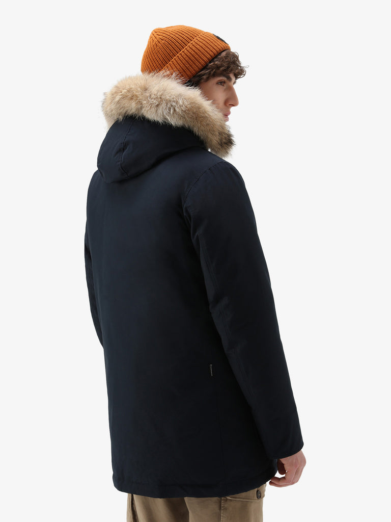 WOOLRICH Parka Arctic in ramar cloth con pelliccia removibile uomo blu scuro