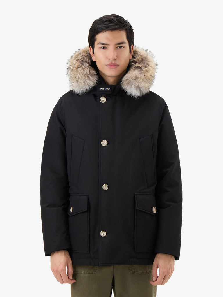 WOOLRICH Parka Arctic Anorak in ramar cloth con pelliccia removibile uomo nero