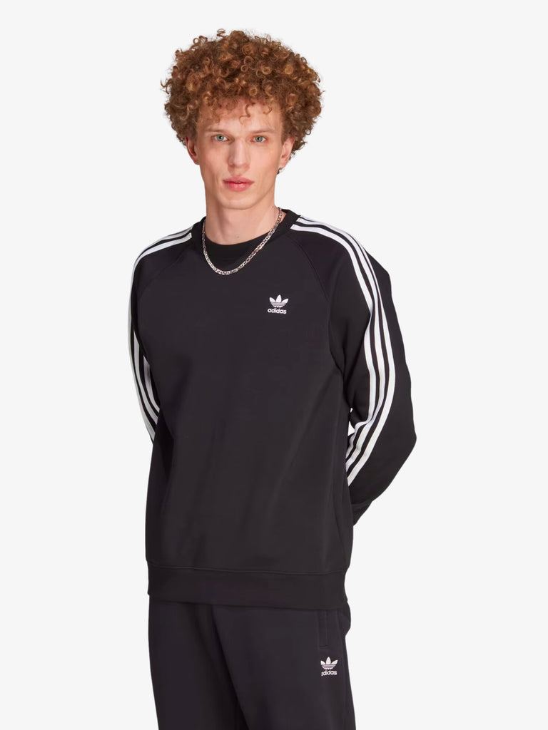 ADIDAS Felpa girocollo Adicolor Classics 2 Stripes Crew uomo nero/bianco