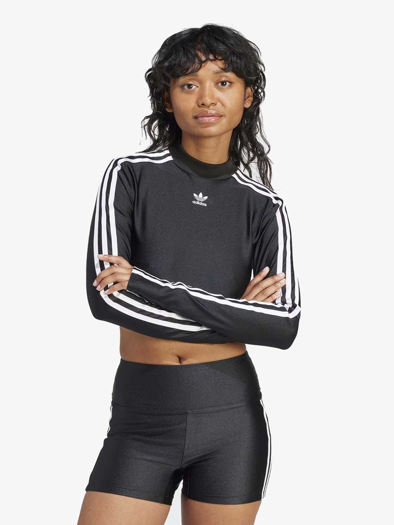 ADIDAS Felpa girocollo 3-Stripes cropped IU2428 donna nero