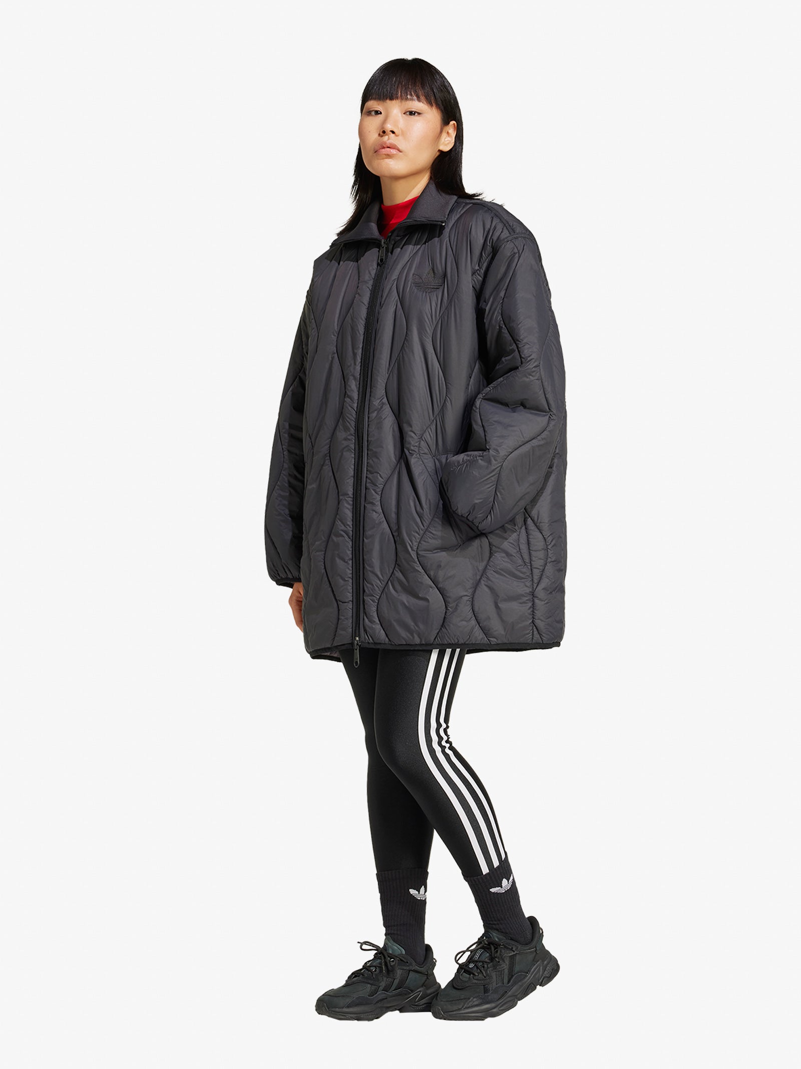 ダウンジャケット・コート adidas quilted mid jacket black IW5862 ADIDAS Sweatshirt Quilted Mid IW5862 women's black | Faraone.
