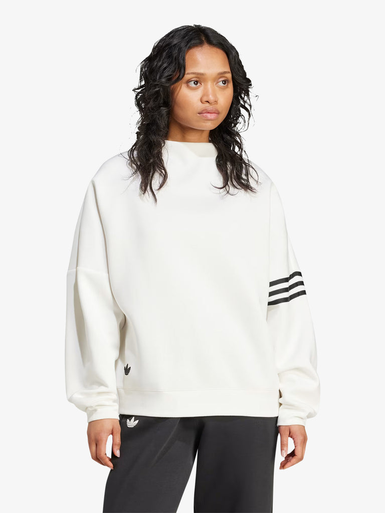 ADIDAS Felpa girocollo Neuclassics Oversized Mock Neck IX9873 donna cotone bianco