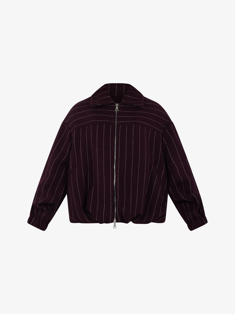 ALYSI Cappotto bomber stripes donna lana bordeaux