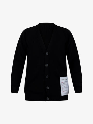 AMARANTO Cardigan con applicazione uomo lana nero