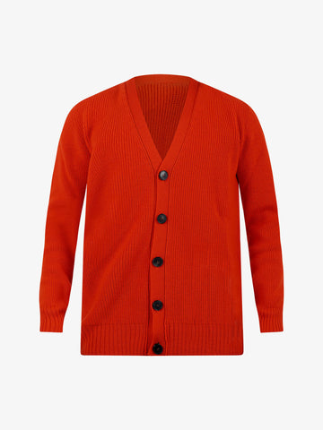 AMARANTO Cardigan con applicazione uomo lana rosso