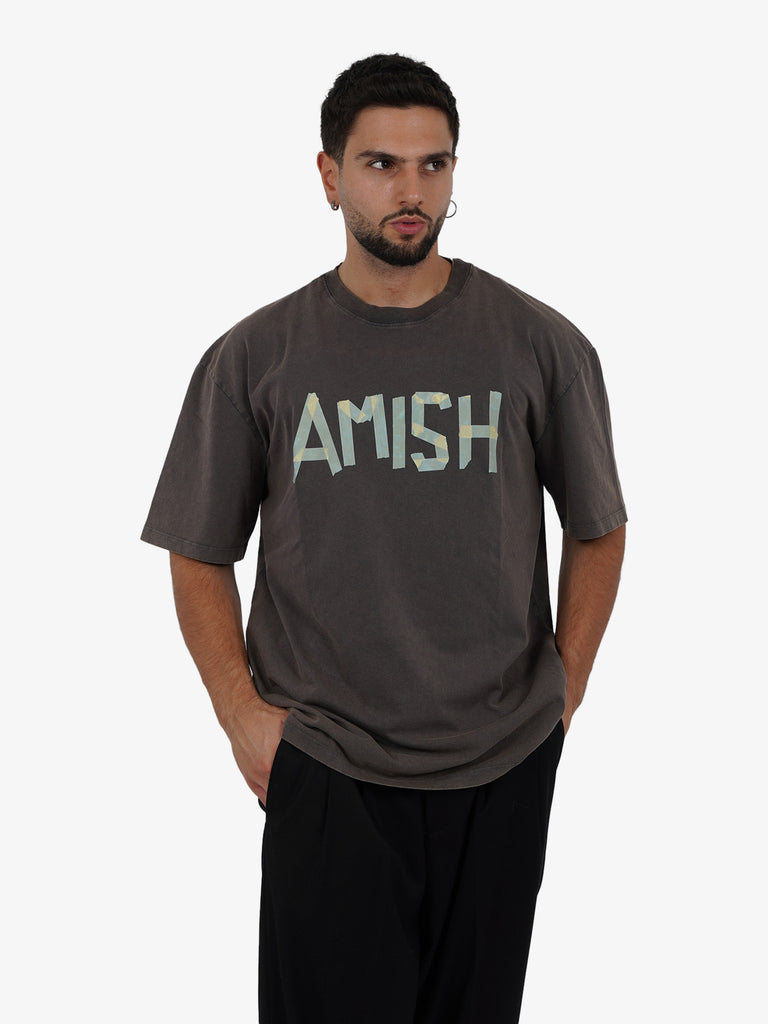 AMISH T-shirt in jersey uomo cotone nero