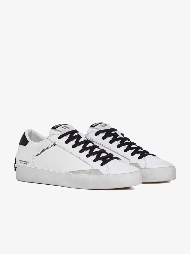 CRIME LONDON Sneaker Distressed uomo in pelle bianco/nero