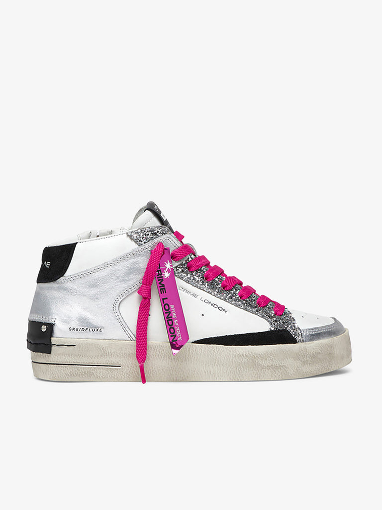 CRIME LONDON Sneakers Sk8 Deluxe Mid 28150AA6 donna pelle argento