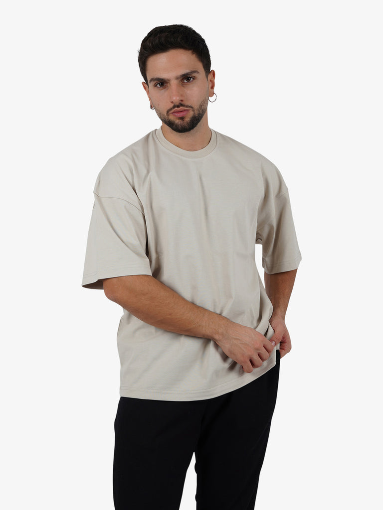 DARK LABEL T-shirt oversize uomo cotone beige