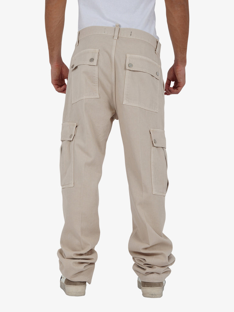 DARK LABEL Pantalone cargo con tasconi uomo cotone beige