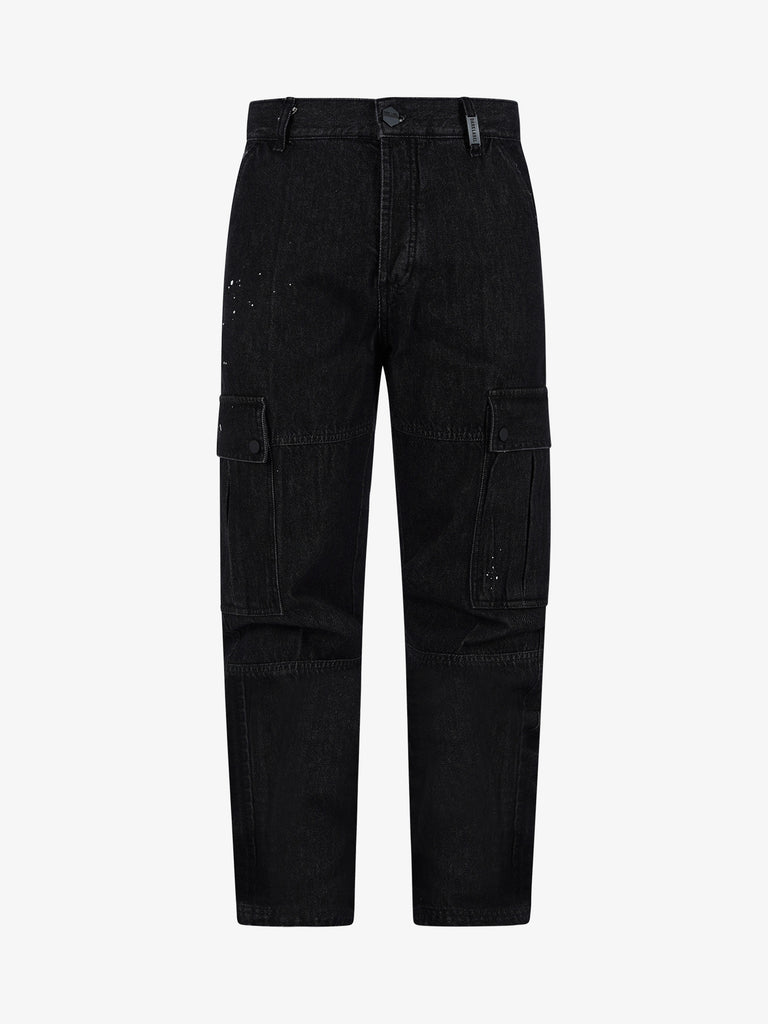 DARK LABEL Jeans cargo Dirty uomo cotone nero