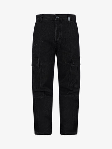 DARK LABEL Jeans cargo Dirty uomo cotone nero