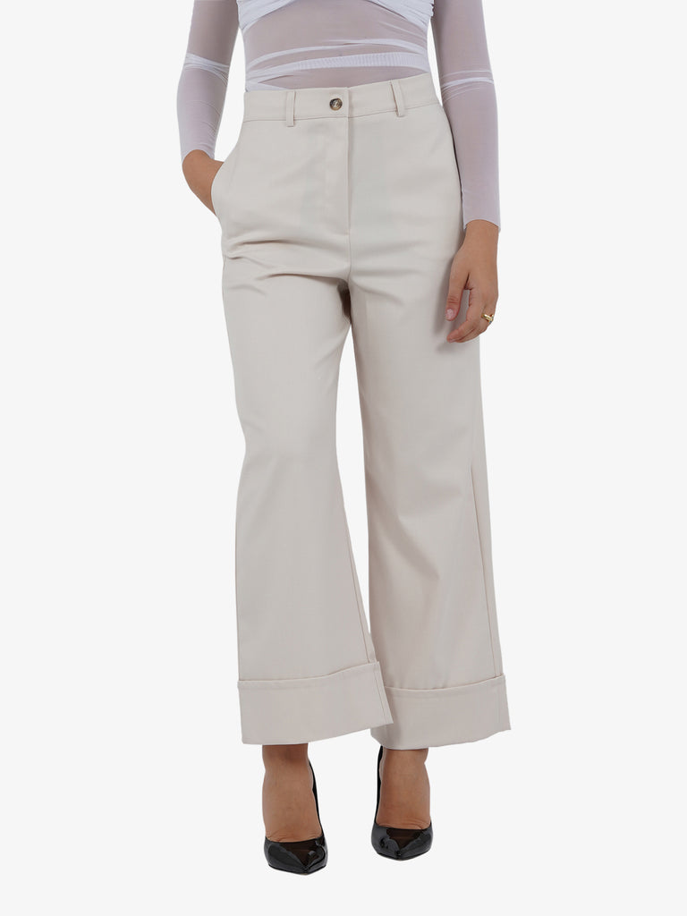 DIXIE Pantalone ampio con risvolti eleganti donna beige