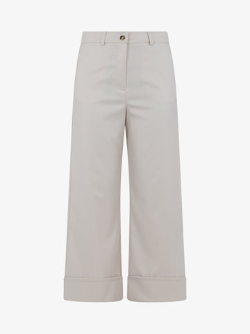 DIXIE Pantalone ampio con risvolti eleganti donna beige