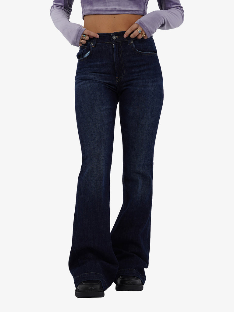 DONDUP Jeans Olivia bootcut in denim fisso donna cotone blu