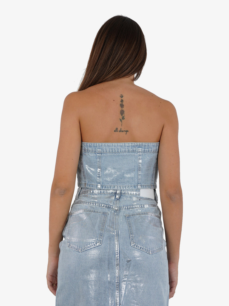 GLAMOROUS Top con finitura lucida donna cotone azzurro