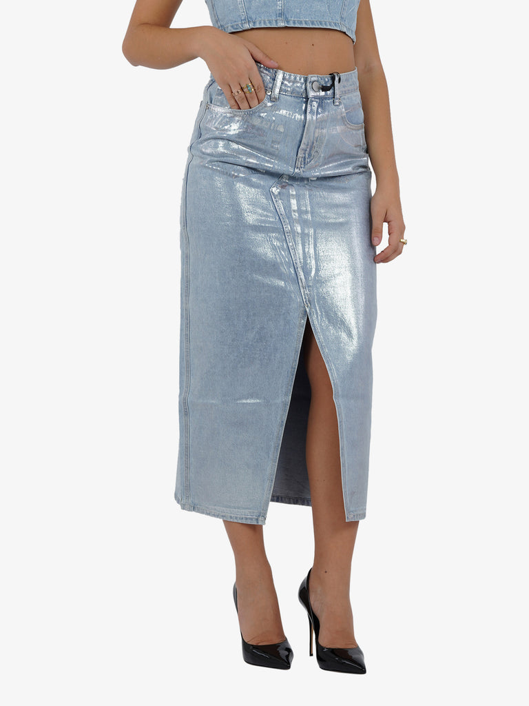 GLAMOROUS Gonna lunghe con spacco centrale donna cotone azzurro