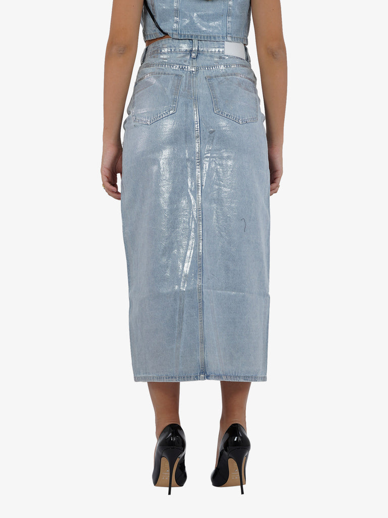 GLAMOROUS Gonna lunghe con spacco centrale donna cotone azzurro