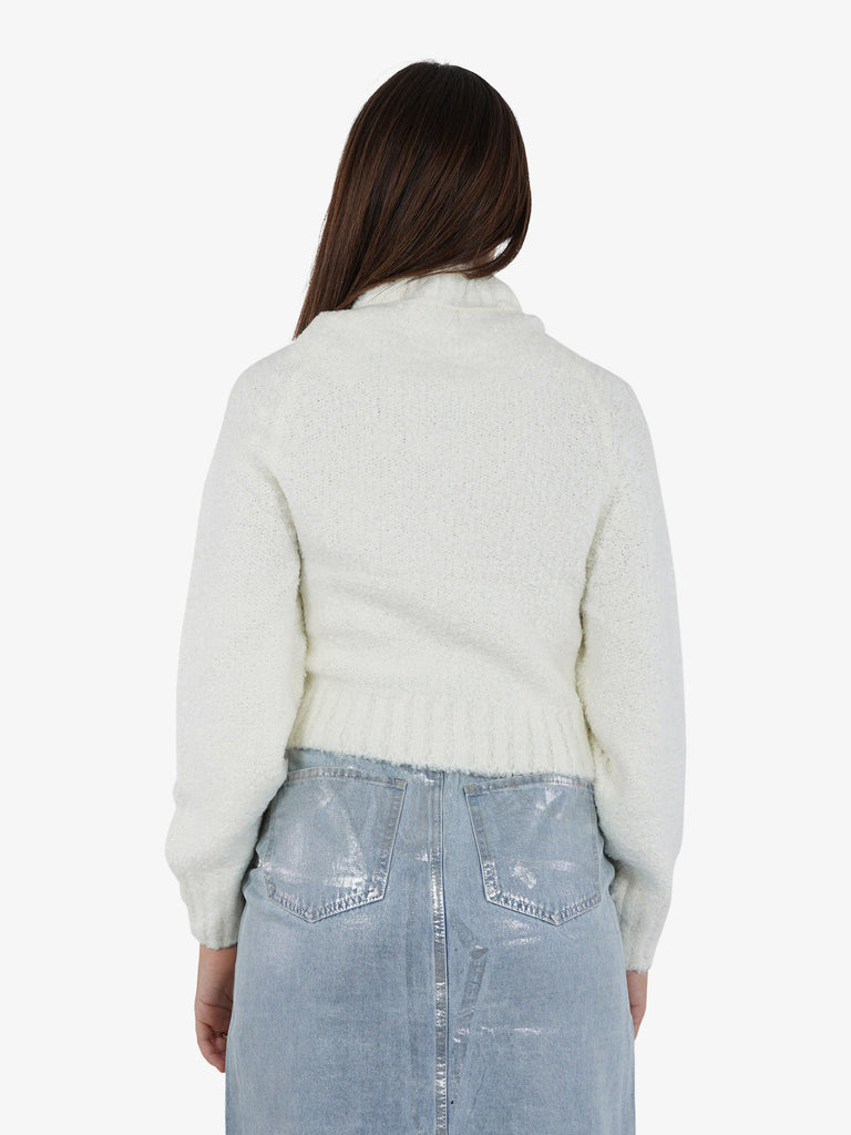 GLAMOROUS Maglia corta con scollo a giro donna acrilico bianco