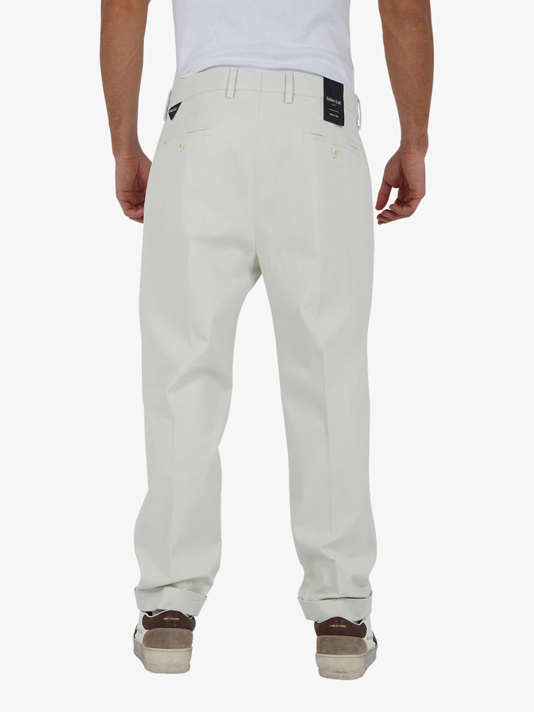 GOLDEN CRAFT Pantalone Alfio uomo cotone panna