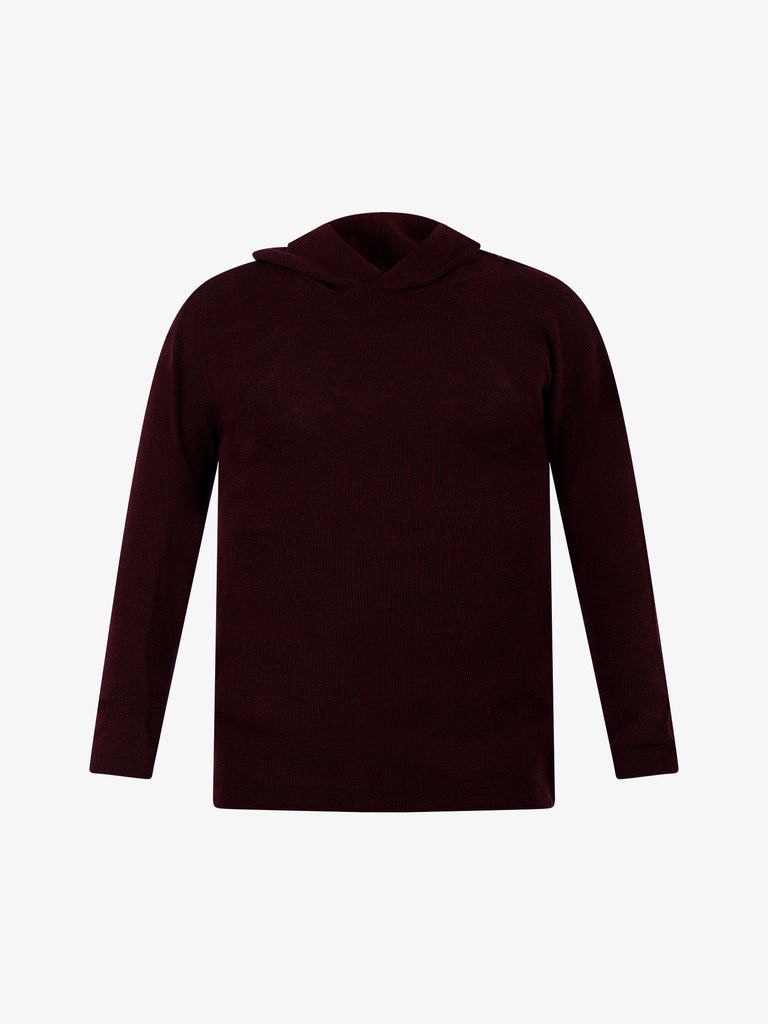 GRIFONI Maglia in maglia con cappuccio uomo lana bordeaux