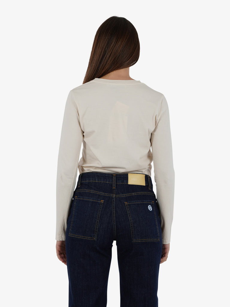 HAVE ONE T-shirt scollo tondo donna cotone beige