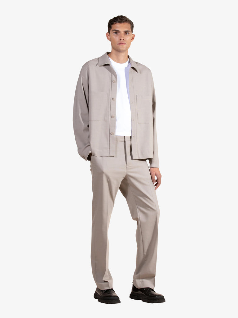 I'M BRIAN Camicia misto lana vergine CA3100 uomo beige