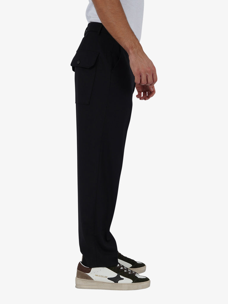 I'M BRIAN Pantalone a palazzo con tasconi uomo nero