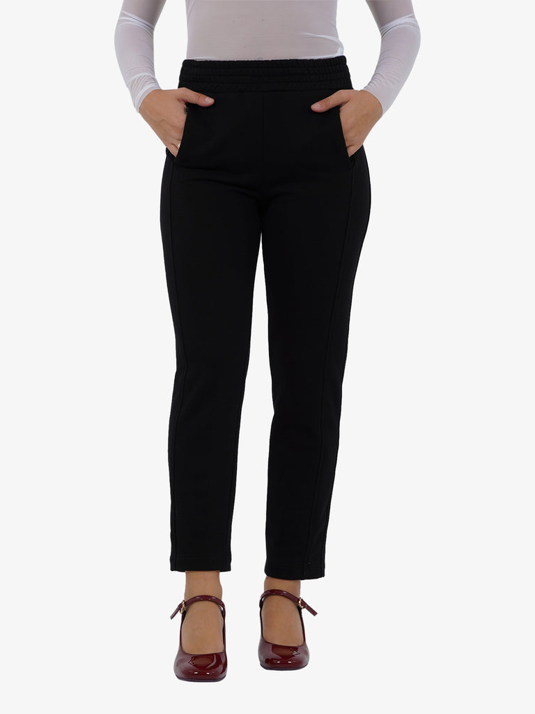 JIJIL Pantalone con elastico donna cotone nero