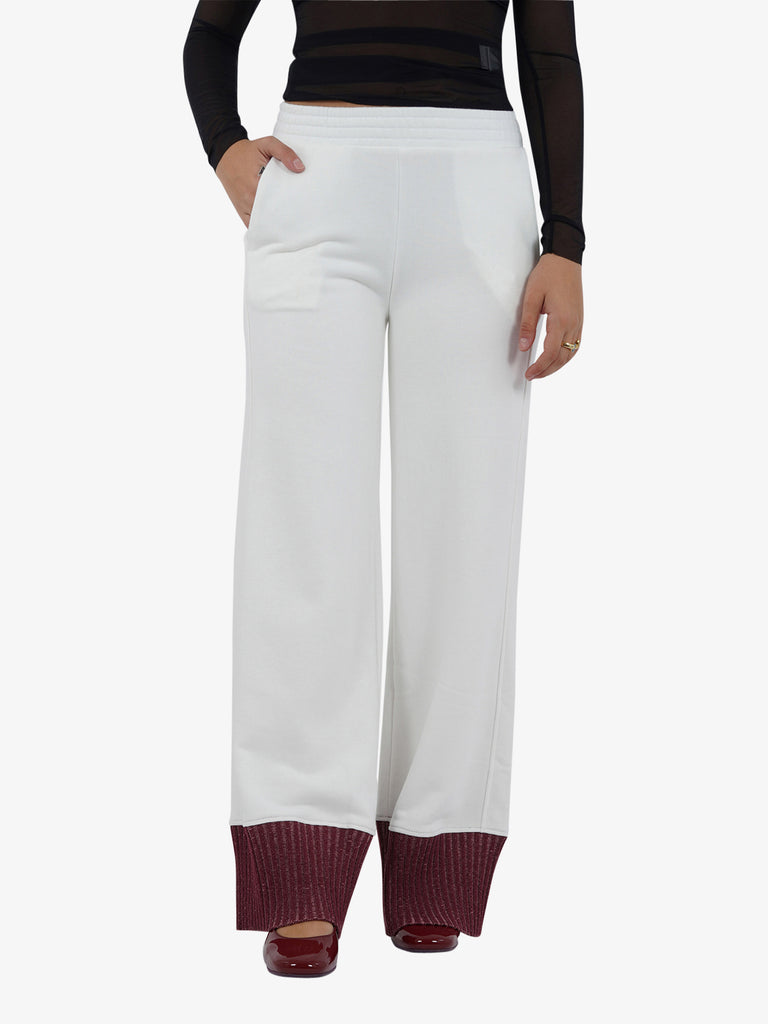 JIJIL Pantalone bicolore donna cotone panna