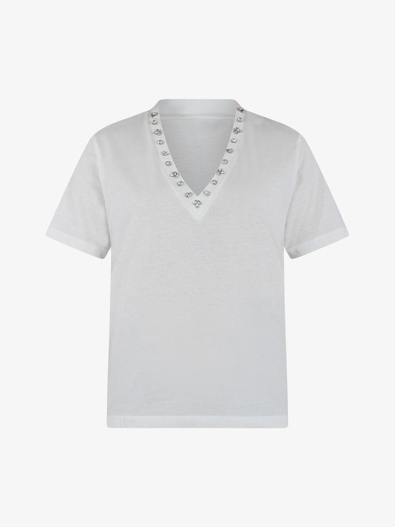 JIJIL T-shirt scollo a V donna cotone panna