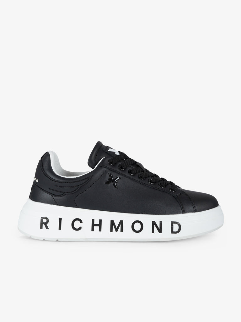 JOHN RICHMOND Sneakers Action con maxi logo a contrasto 22204/CP uomo pelle nero