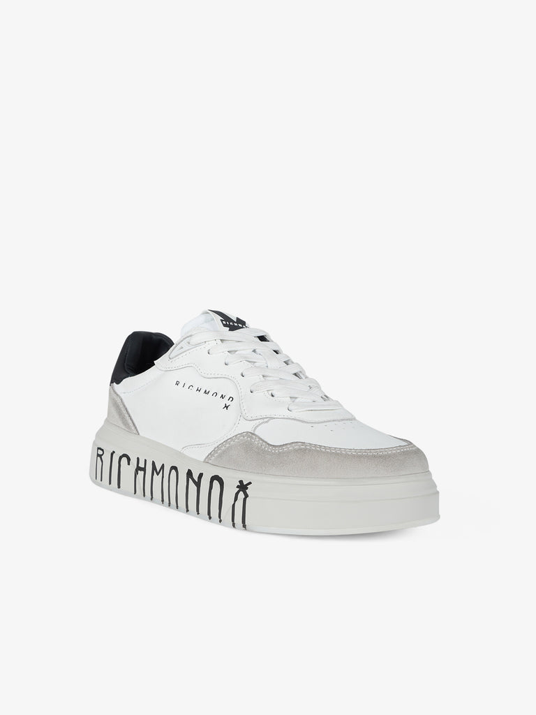 JOHN RICHMOND Sneakers con maxi logo e camoscio 25318/CP uomo camoscio panna