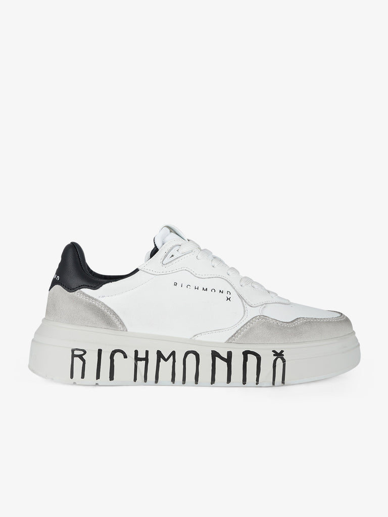 JOHN RICHMOND Sneakers con maxi logo e camoscio 25318/CP uomo camoscio panna