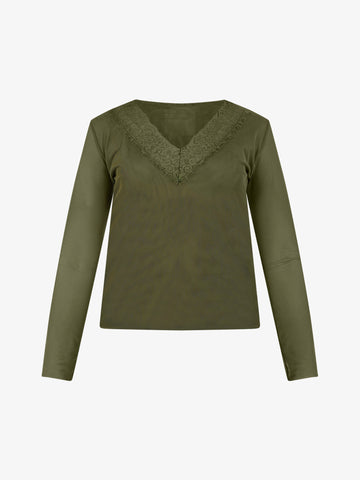 KING KONG Blusa con ricamo donna verde