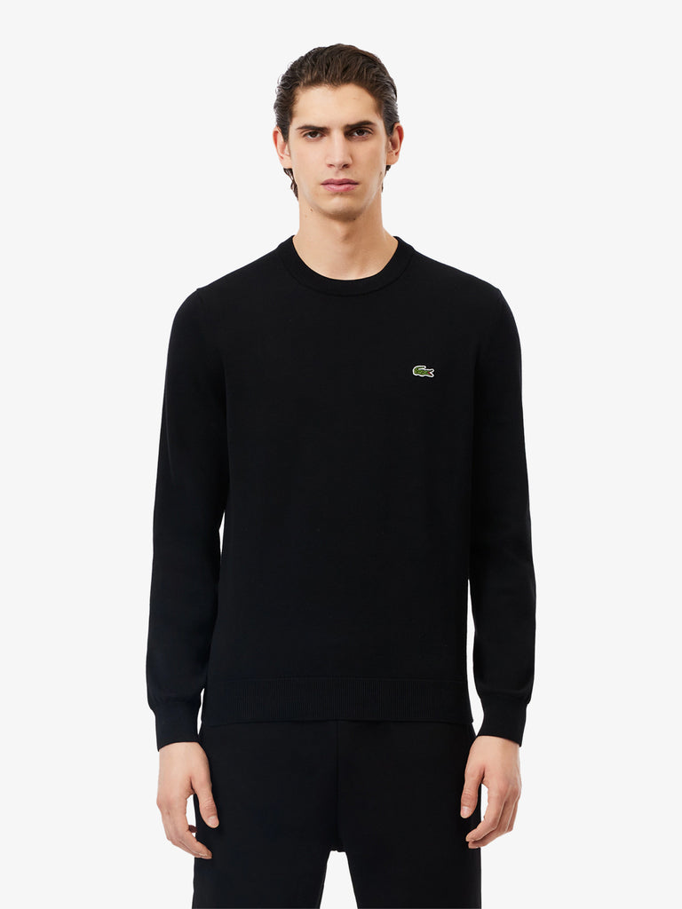 LACOSTE Maglia pullover con collo rotondo AH1985 uomo cotone nero