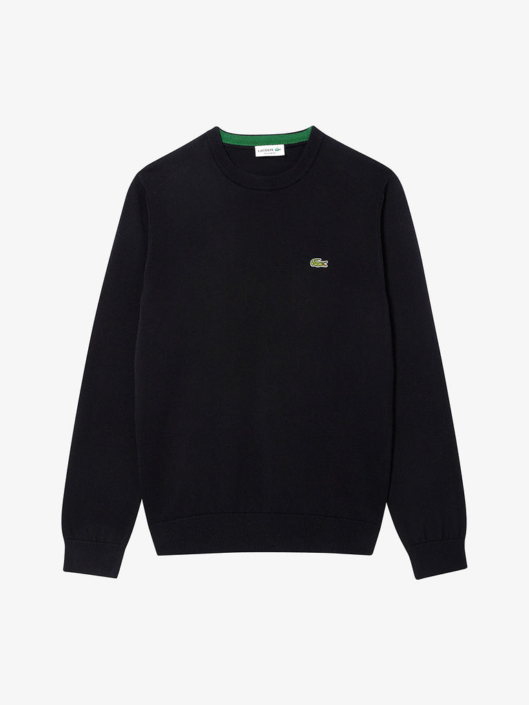 LACOSTE Maglia pullover con collo rotondo AH1985 uomo cotone nero