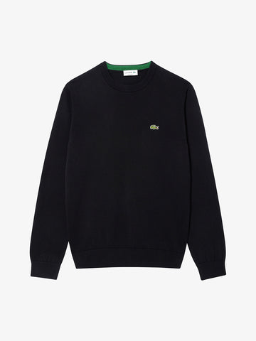 LACOSTE Maglia pullover con collo rotondo AH1985 uomo cotone nero