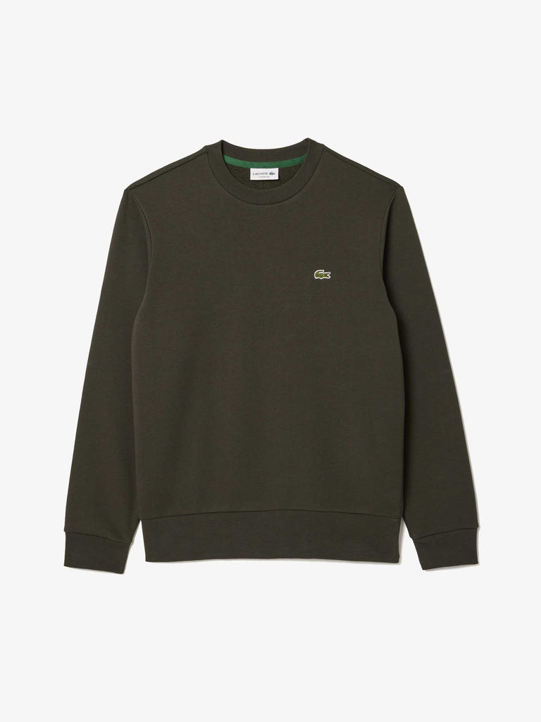 LACOSTE Felpa girocollo in pile uomo cotone verde