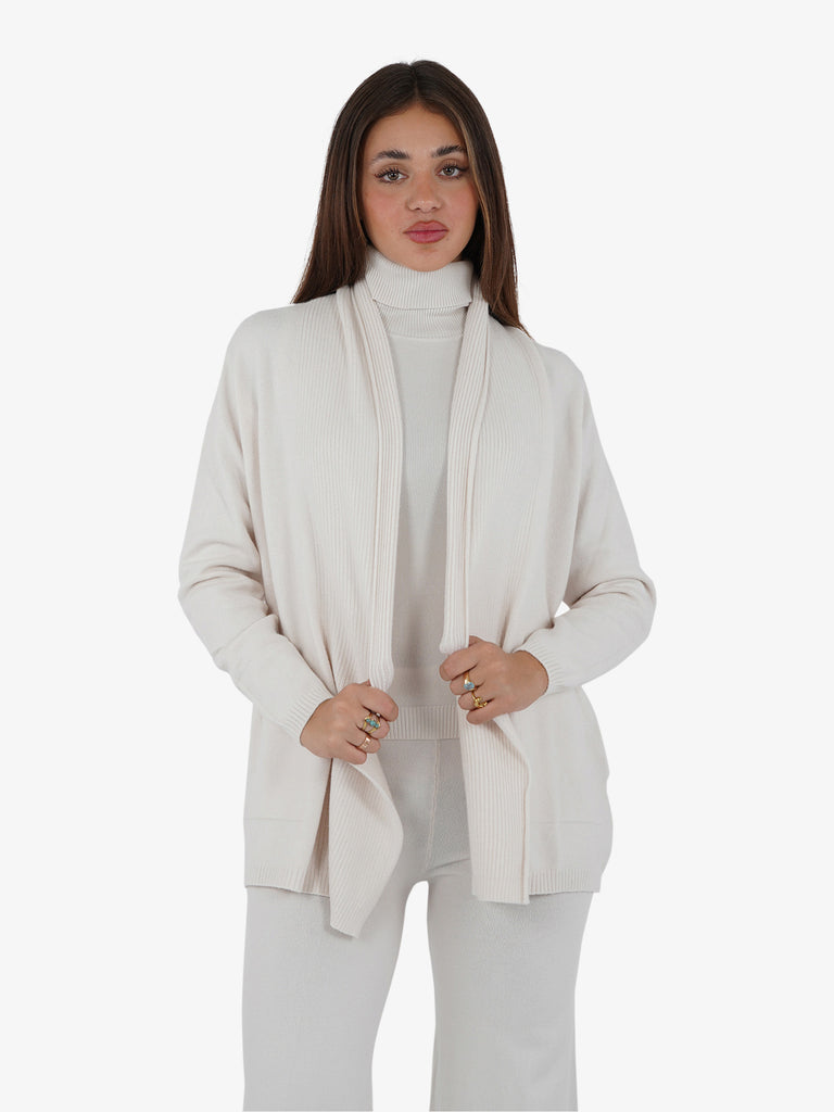 LHIER Cardigan aperto donna viscosa bianco