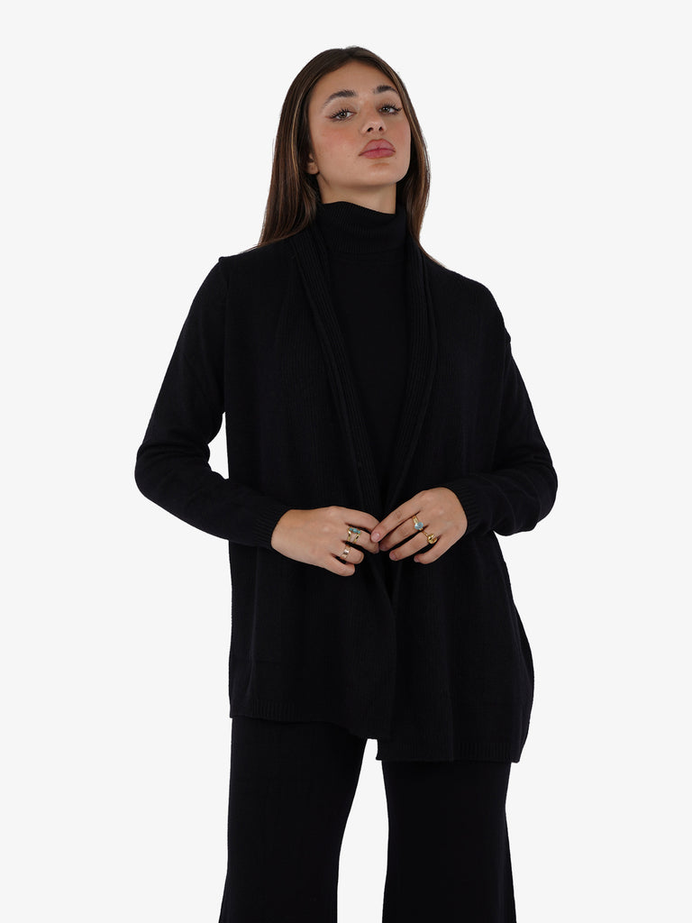 LHIER Cardigan aperto donna viscosa nero