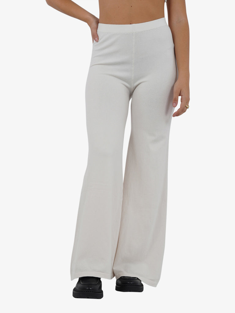 LHIER Pantalone flared donna viscosa bianco