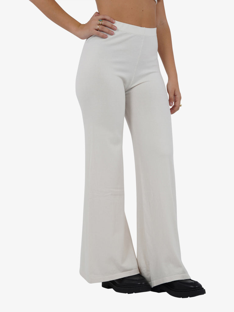 LHIER Pantalone flared donna viscosa bianco